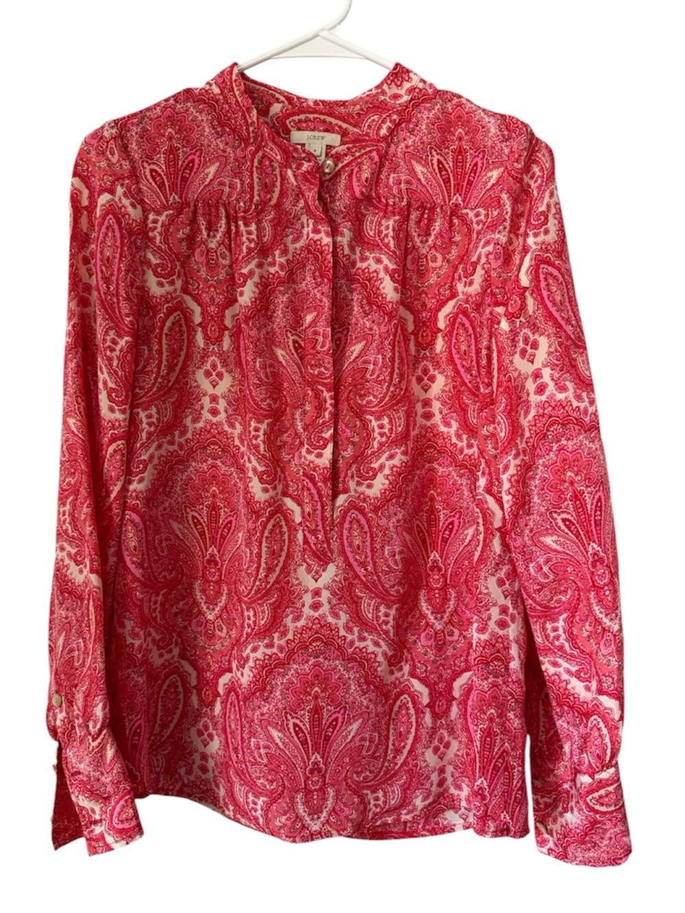 J. Crew 100% Silk Paisley Top Size 4 Coral